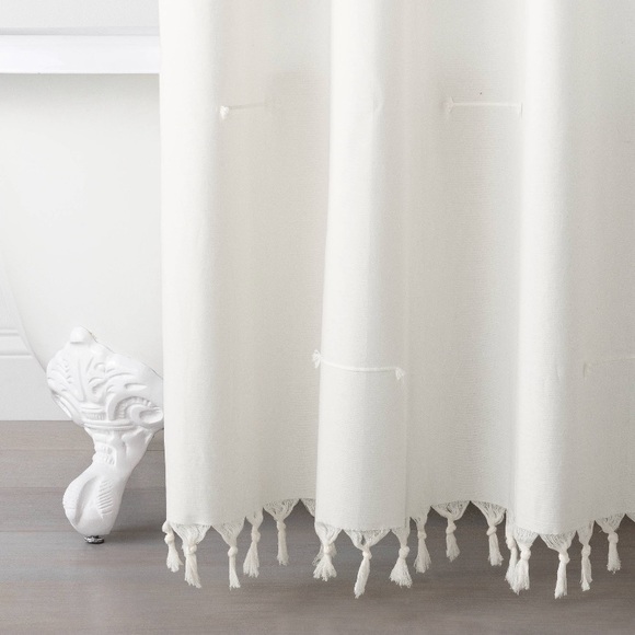 HEARTH & HAND stitch knottd fringe shower curtain